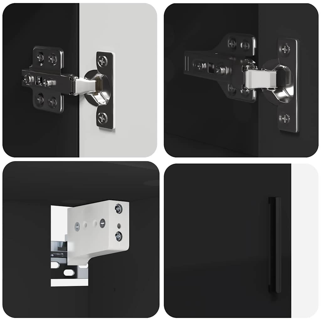 Set di mobili per il bagno con cassetto con porta 4 pcs Nero | homemem39