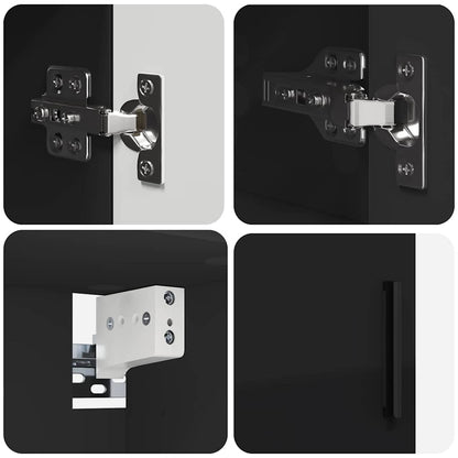 Set di mobili per il bagno con cassetto con porta 4 pcs Nero | homemem39