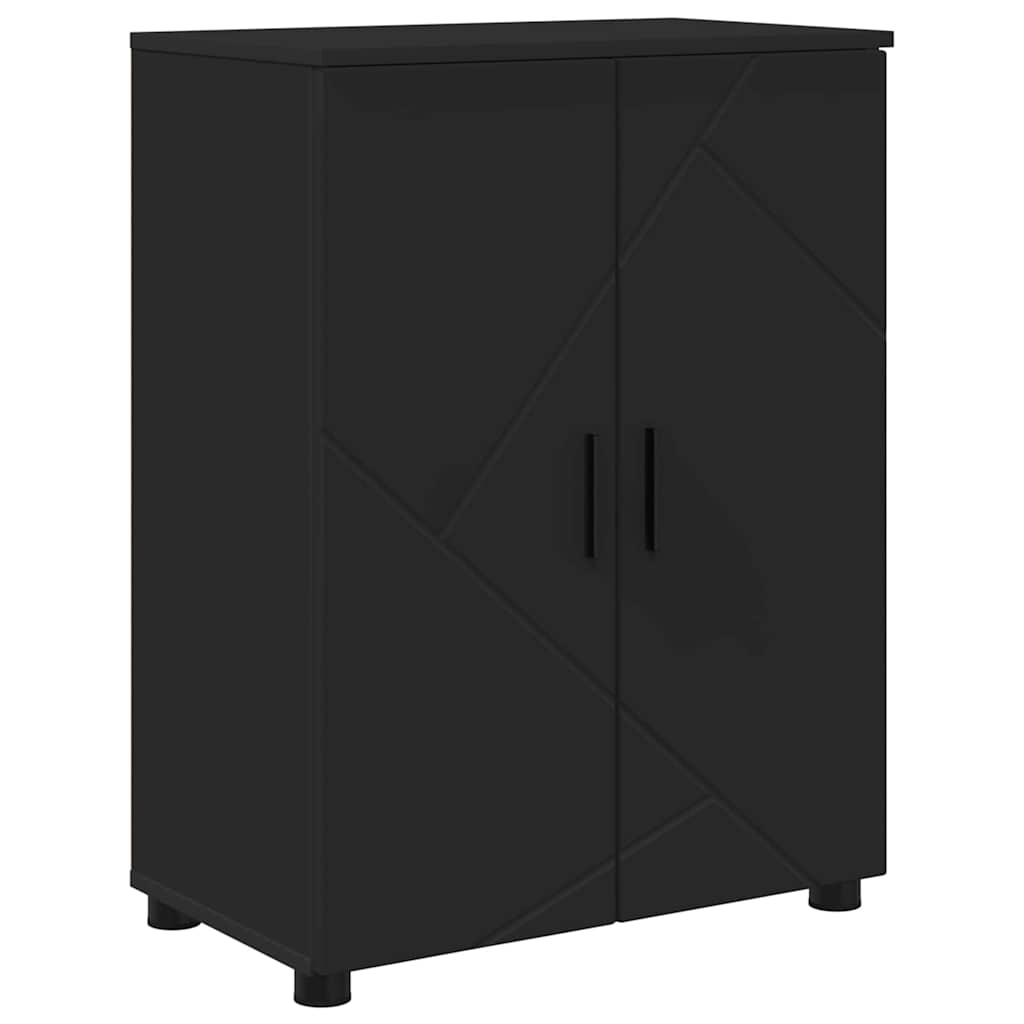 Set di mobili per il bagno con cassetto con porta 4 pcs Nero | homemem39