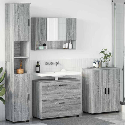 Set di mobili per il bagno con cassetto 4 pcs Grigio Sonoma