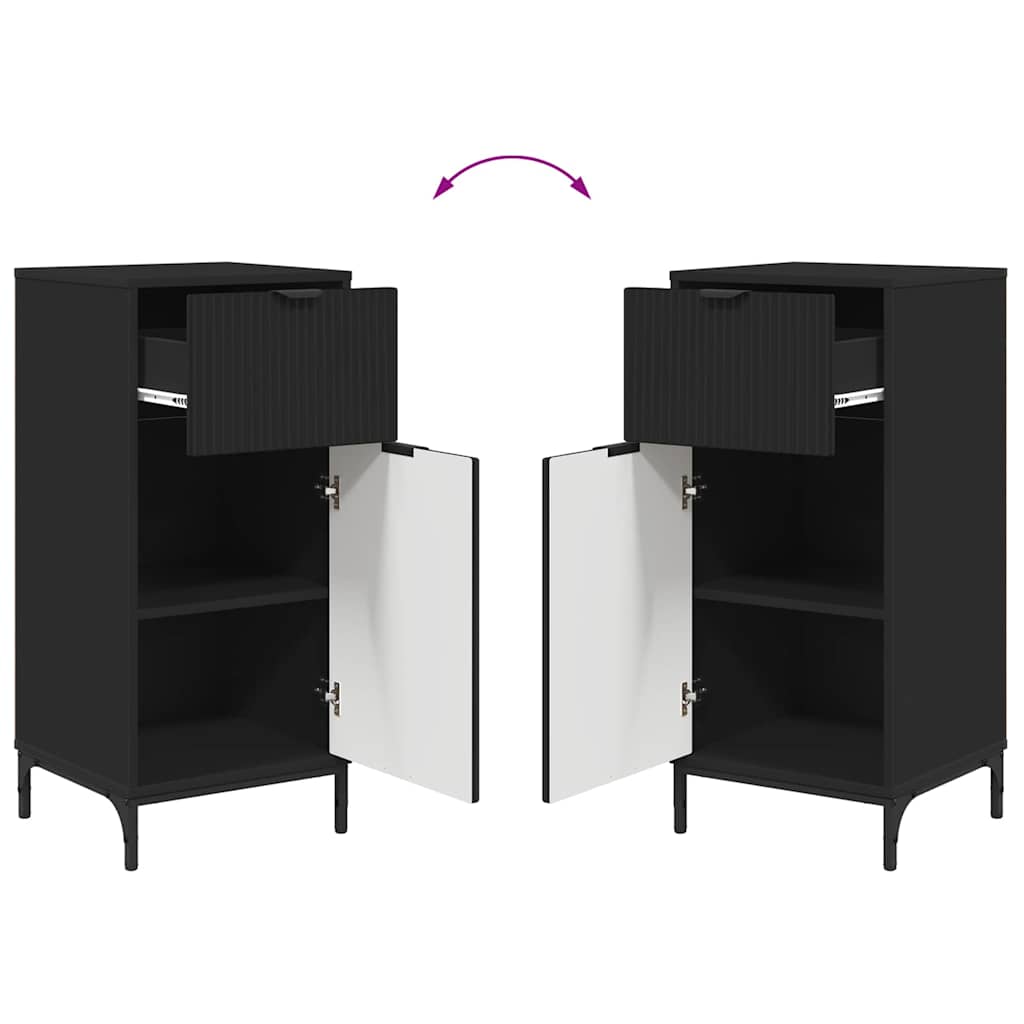 Set di mobili per il bagno con cassetto con porta 2 pcs Nero | homemem39
