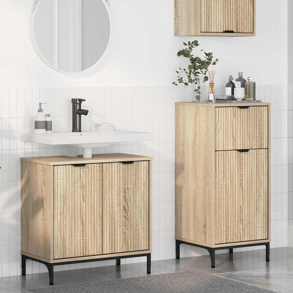 Set di mobili per il bagno con cassetto 2 pcs Rovere Sonoma | homemem39