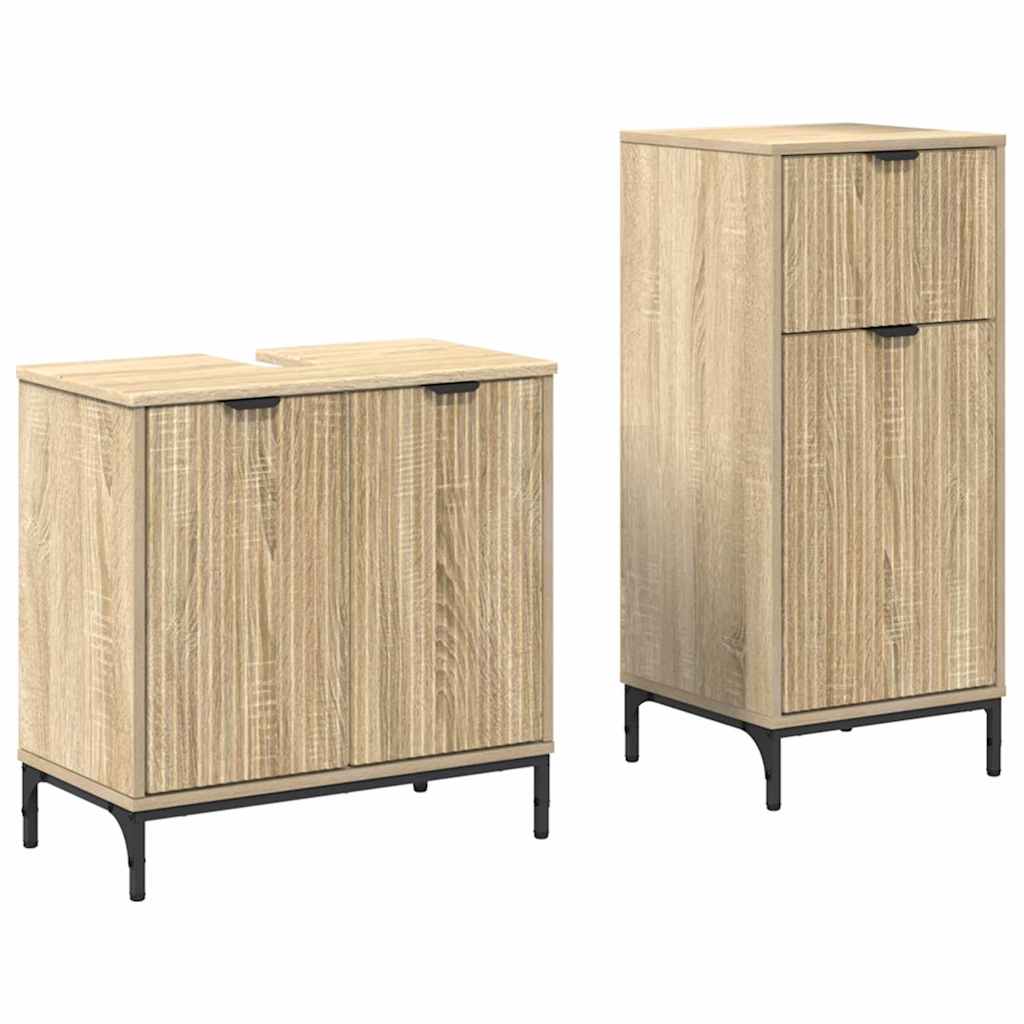Set di mobili per il bagno con cassetto 2 pcs Rovere Sonoma | homemem39