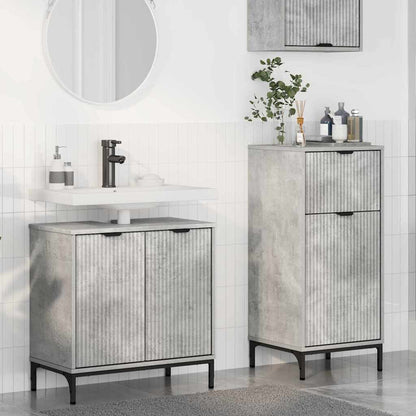 Set di mobili per il bagno con cassetto 2 pcs Grigio cemento | homemem39