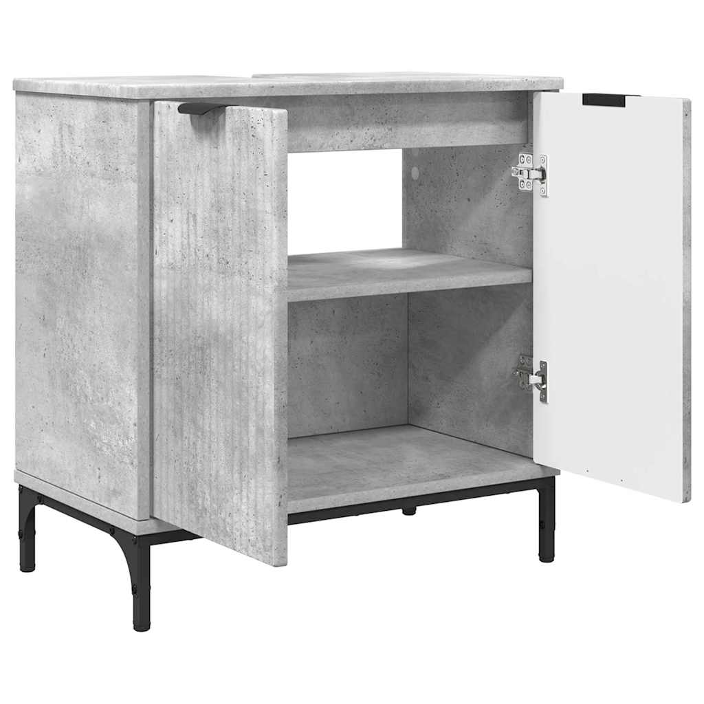 Set di mobili per il bagno con cassetto 2 pcs Grigio cemento | homemem39