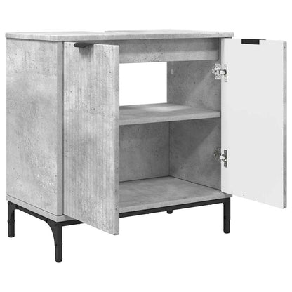 Set di mobili per il bagno con cassetto 2 pcs Grigio cemento | homemem39