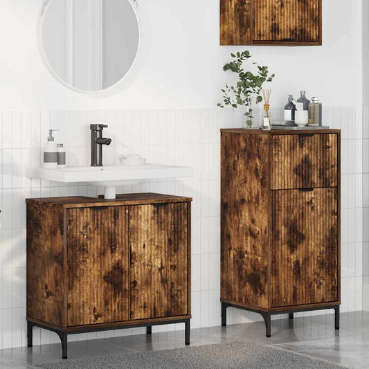 Set di mobili per il bagno con cassetto 2 pcs Rovere fumé | homemem39