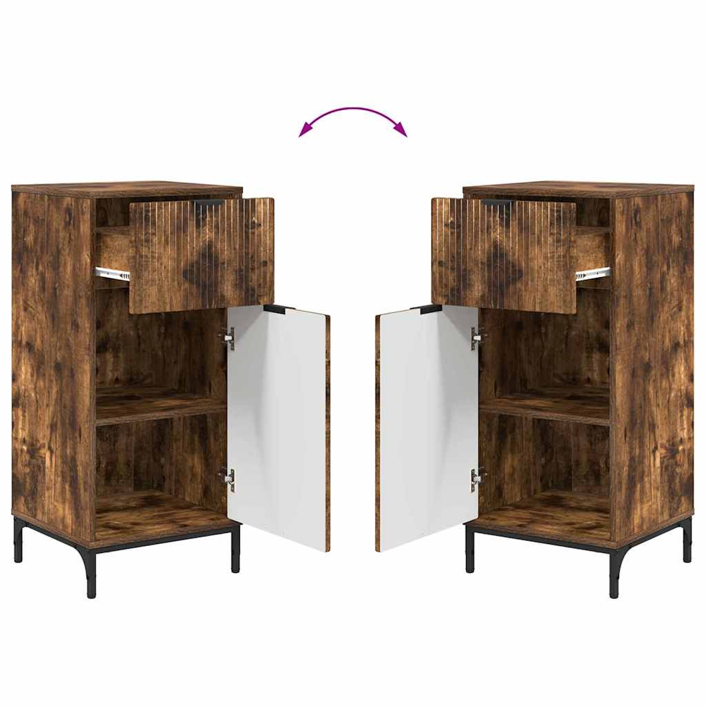 Set di mobili per il bagno con cassetto 2 pcs Rovere fumé