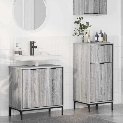 Set di mobili per il bagno con cassetto 2 pcs Grigio Sonoma | homemem39