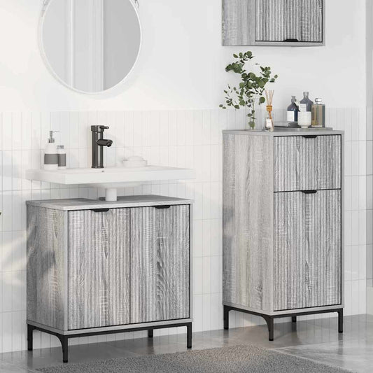 Set di mobili per il bagno con cassetto 2 pcs Grigio Sonoma