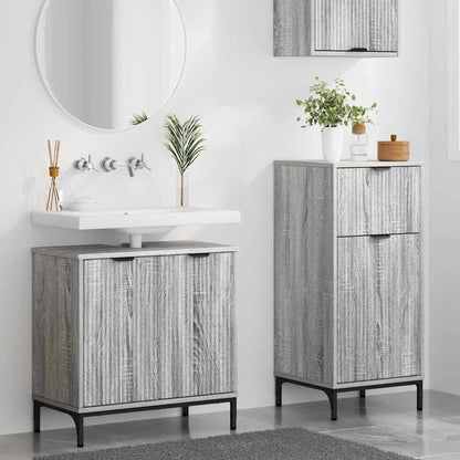 Set di mobili per il bagno con cassetto 2 pcs Grigio Sonoma | homemem39