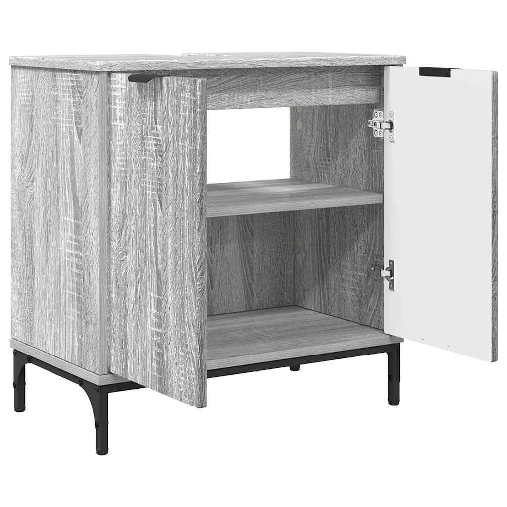 Set di mobili per il bagno con cassetto 2 pcs Grigio Sonoma | homemem39