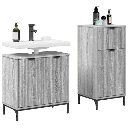 Set di mobili per il bagno con cassetto 2 pcs Grigio Sonoma | homemem39