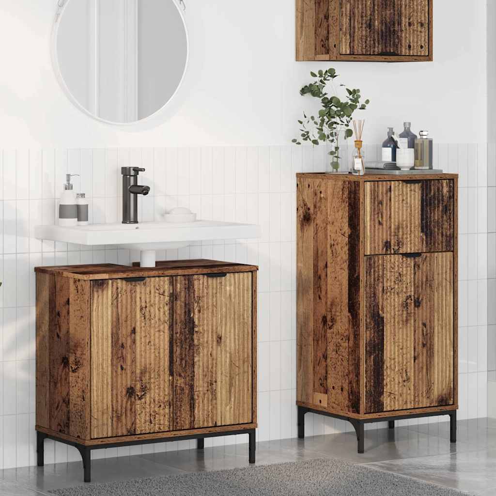 Set di mobili per il bagno con cassetto 2 pcs Legno vecchio