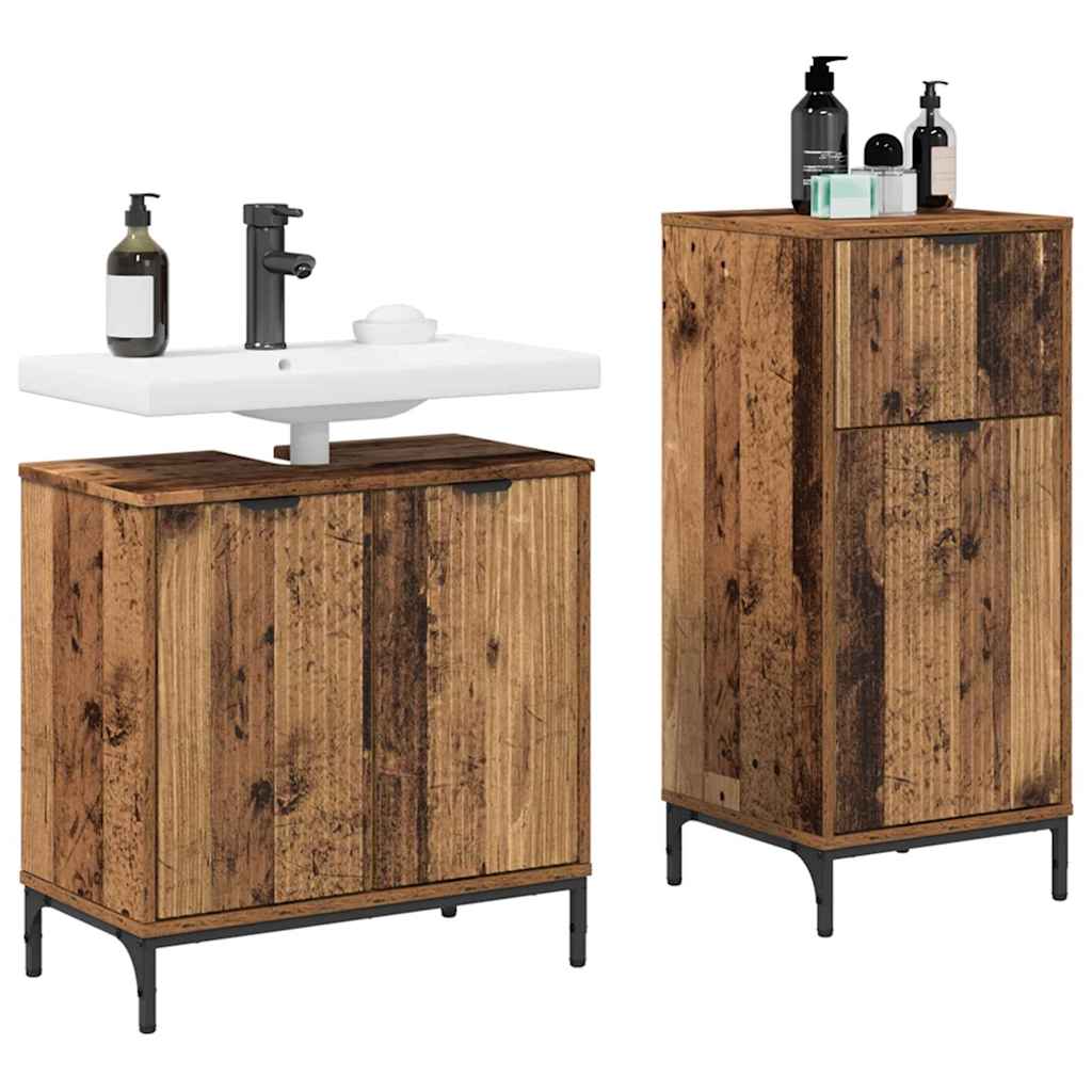 Set di mobili per il bagno con cassetto 2 pcs Legno vecchio