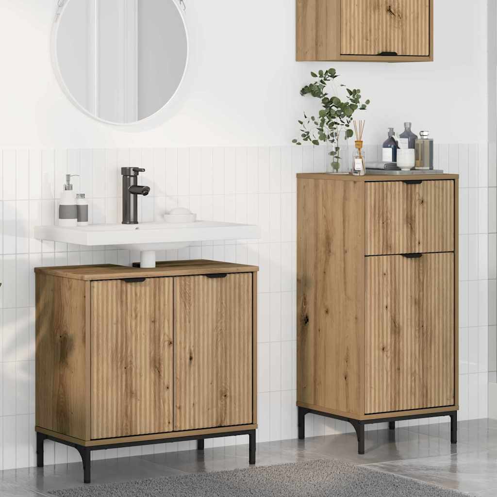Set di mobili per il bagno 2 pz Rovere artigianale | homemem39