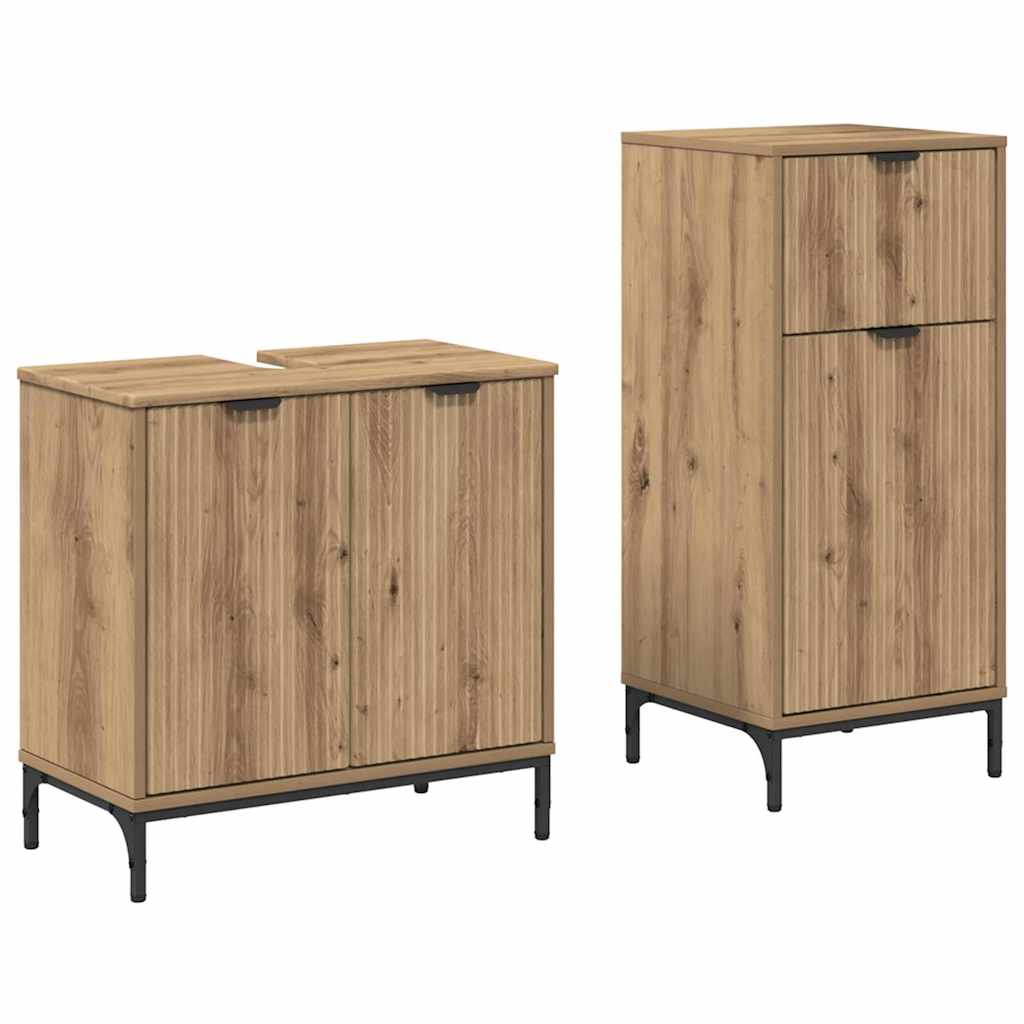 Set di mobili per il bagno 2 pz Rovere artigianale | homemem39