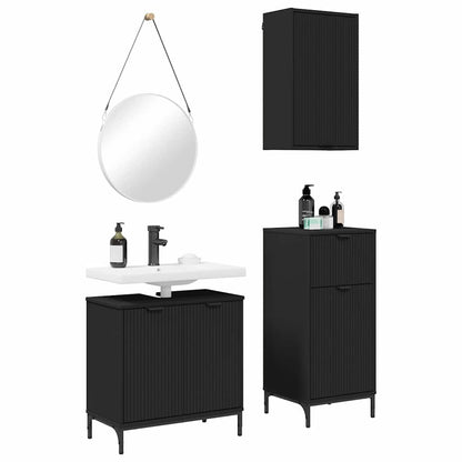 Set di mobili per il bagno con cassetto con porta 3 pcs Nero | homemem39
