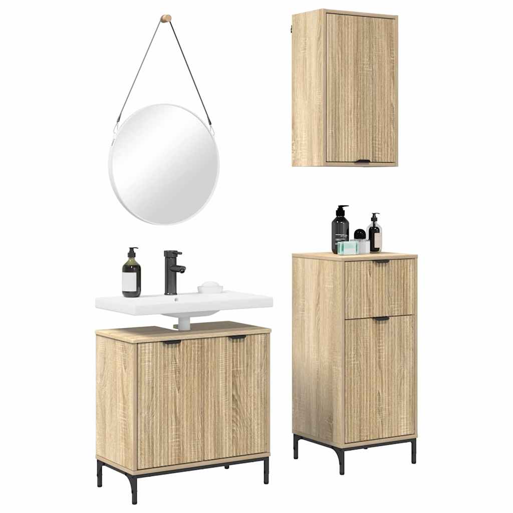 Set di mobili per il bagno con cassetto 3 pcs rovere sonoma | homemem39