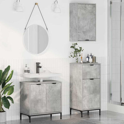 Set di mobili per il bagno con cassetto 3 pcs Grigio cemento | homemem39