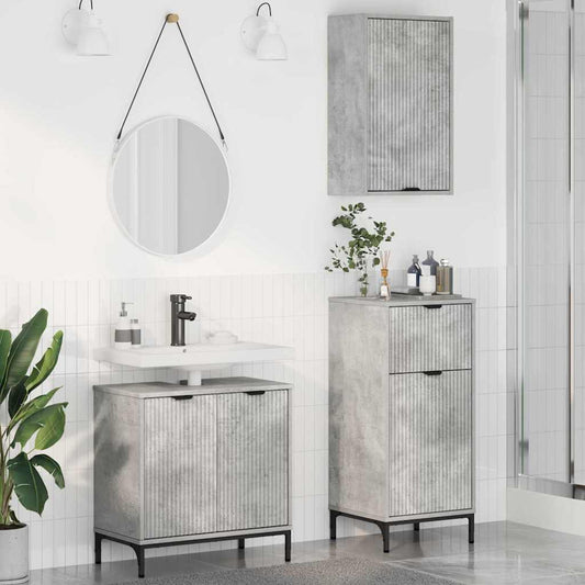 Set di mobili per il bagno con cassetto 3 pcs Grigio cemento