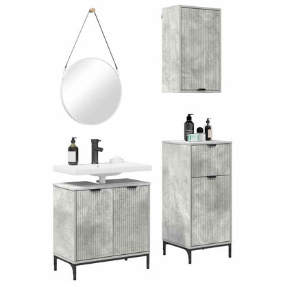 Set di mobili per il bagno con cassetto 3 pcs Grigio cemento | homemem39