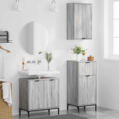Set di mobili per il bagno con cassetto 3 pcs Grigio sonoma | homemem39
