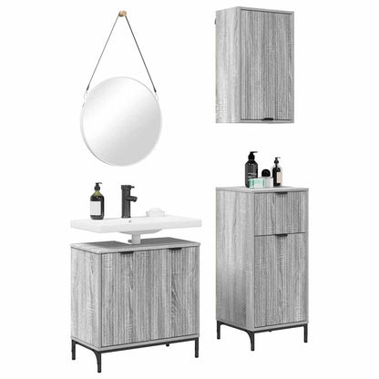 Set di mobili per il bagno con cassetto 3 pcs Grigio sonoma | homemem39