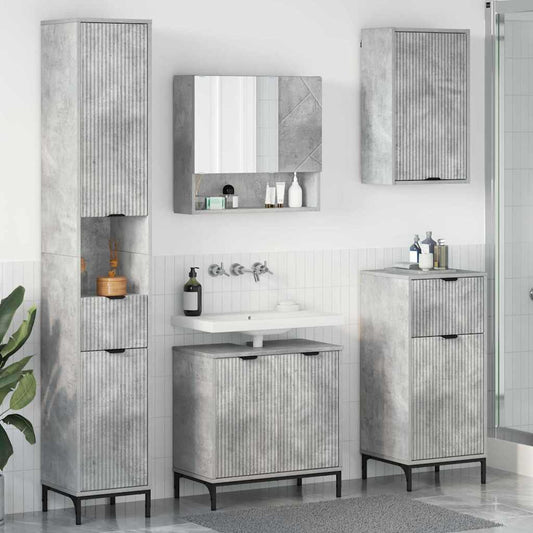Set di mobili per il bagno con cassetto Grigio cemento - homemem39