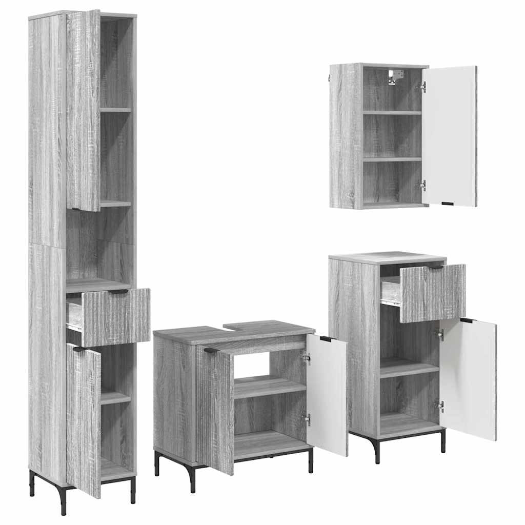 Set di mobili per il bagno con cassetto con porta Grigio Sonoma | homemem39