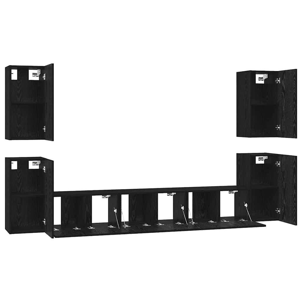 Set mobile TV Montaggio a parete Rovere Nero Legno multistrato