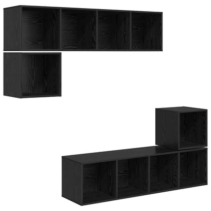 Set mobile TV 4 pcs Rovere Nero Legno multistrato