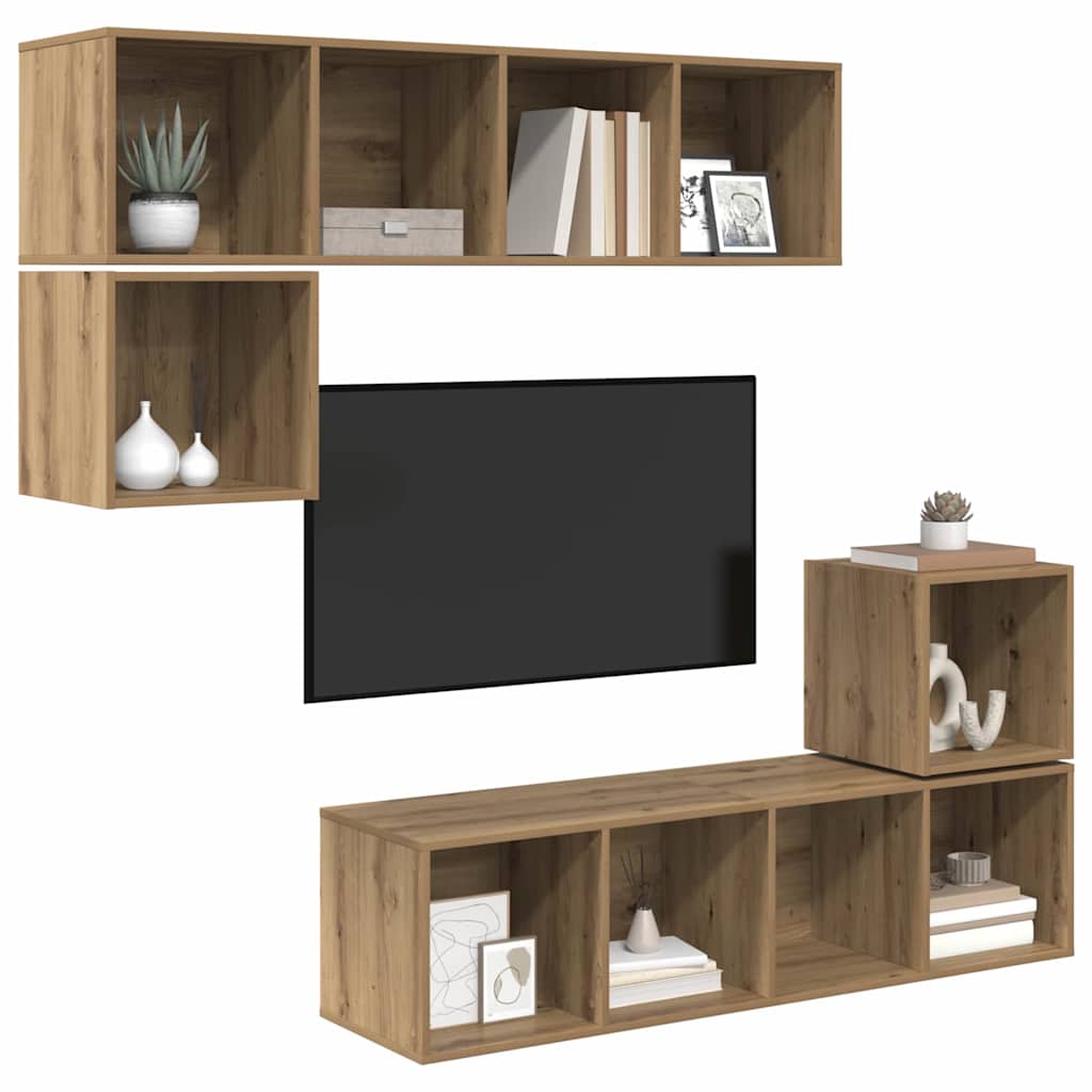 Set mobile TV 4 pcs Rovere artigianale Legno multistrato