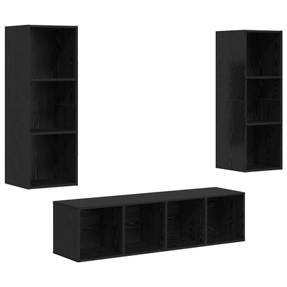 Set mobile TV 3 pcs Rovere Nero Legno multistrato