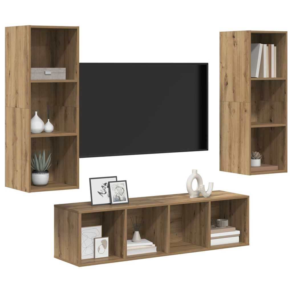 Set mobile TV 3 pcs Rovere artigianale Legno multistrato