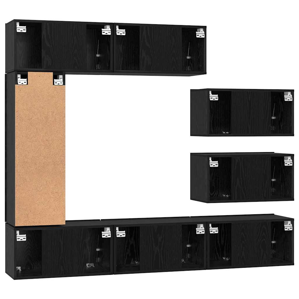 Set mobile TV 8 pcs Rovere Nero Legno multistrato