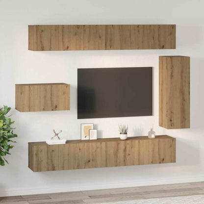 Set mobile TV 8 pcs Rovere artigianale Legno multistrato