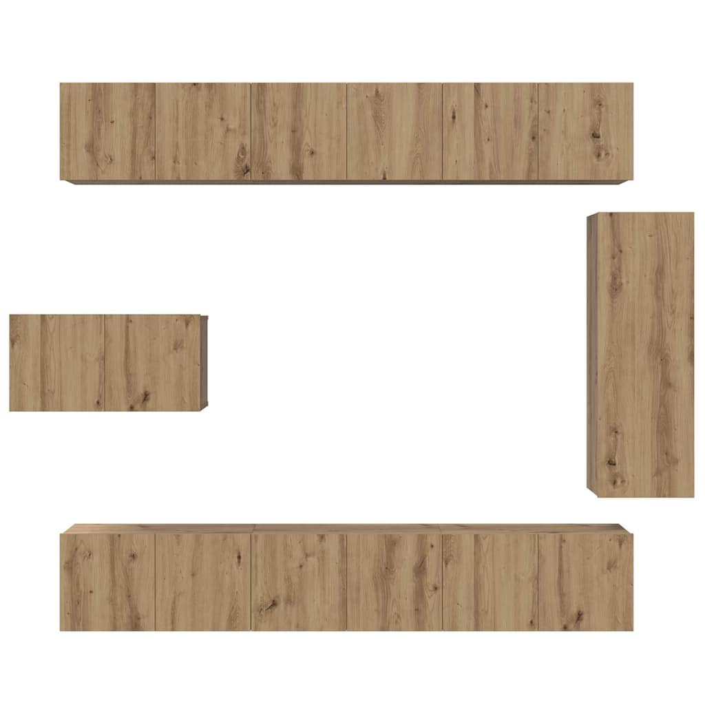 Set mobile TV 8 pcs Rovere artigianale Legno multistrato