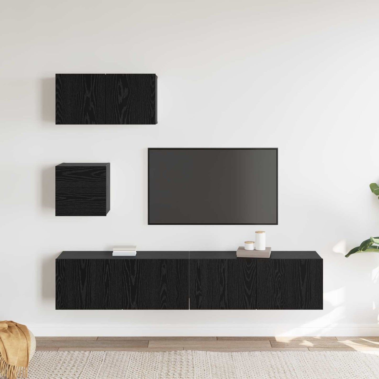 Set mobile TV 3 pcs Rovere Nero Legno multistrato