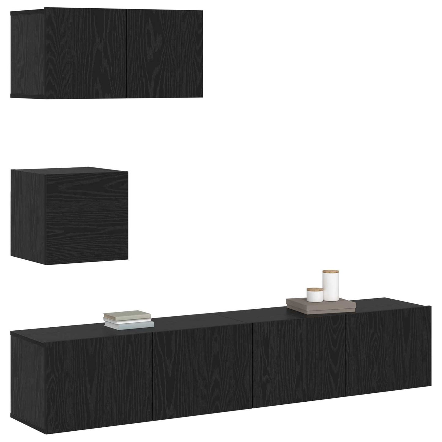 Set mobile TV 3 pcs Rovere Nero Legno multistrato