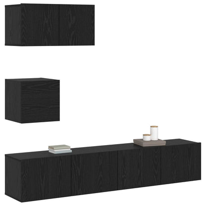 Set mobile TV 3 pcs Rovere Nero Legno multistrato