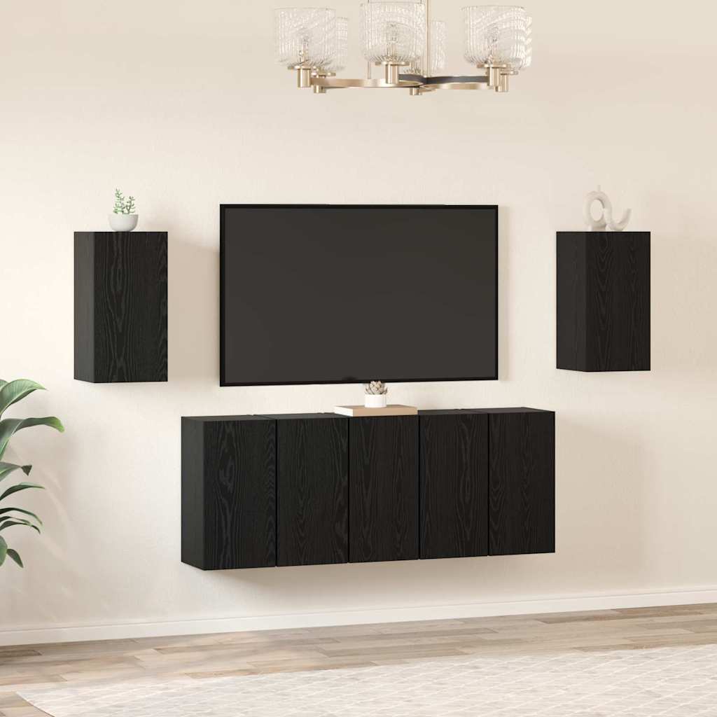 Set mobile TV 7 pcs Rovere Nero 30,5 x 30 x 60 cm