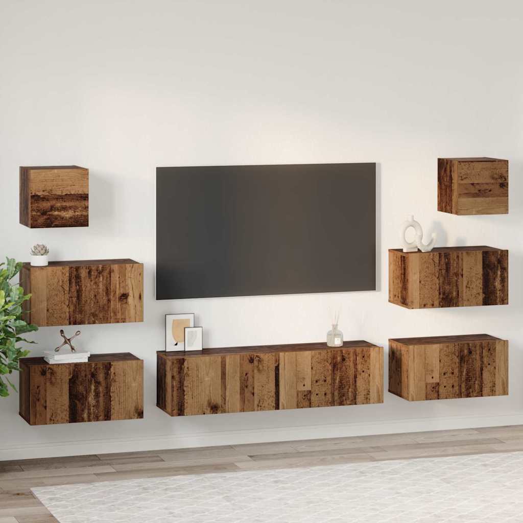 Set mobile TV 8 pcs Legno vecchio Legno multistrato