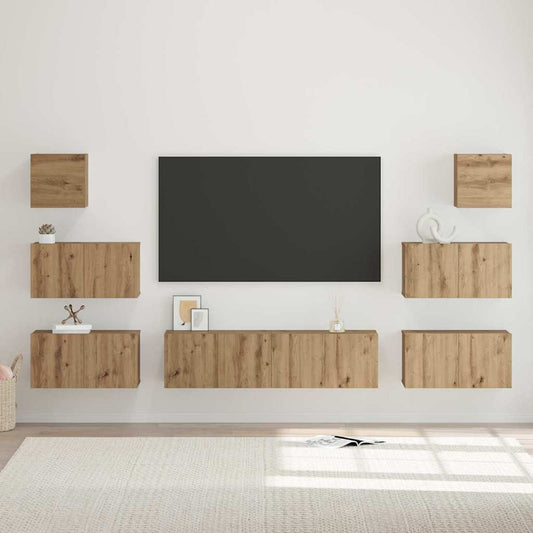 Set mobile TV 8 pz Rovere artigianale Legno ingegnerizzato