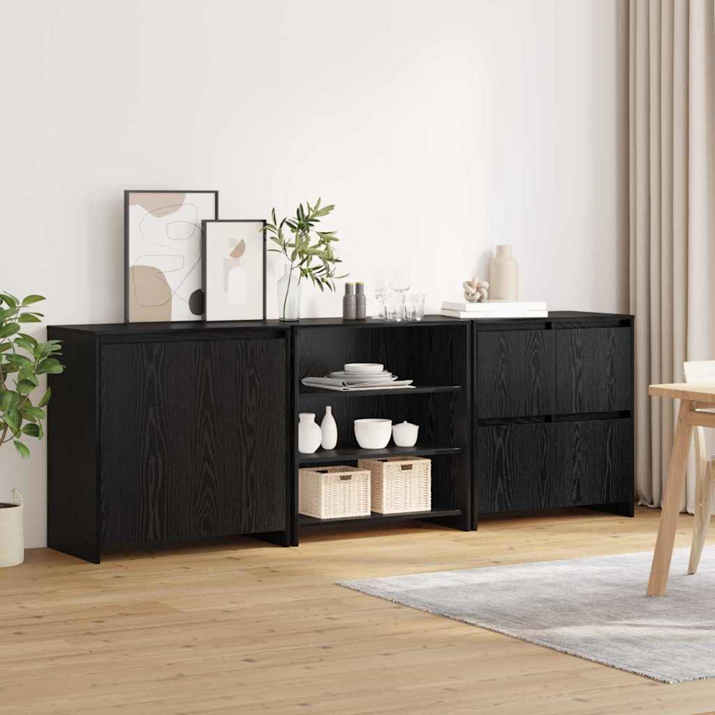 Credenza 3 pcs Rovere nero 70 x 41 x 75 cm Legno multistrato - homemem39