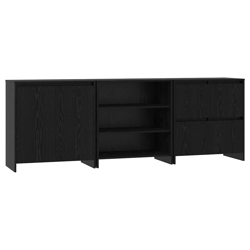 Credenza 3 pcs Rovere nero 70 x 41 x 75 cm Legno multistrato - homemem39