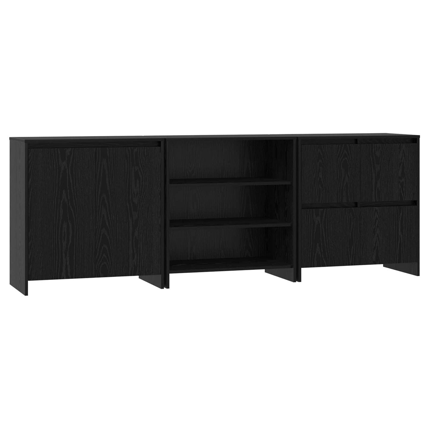Credenza 3 pcs Rovere Nero 70 x 41 x 75 cm Legno multistrato