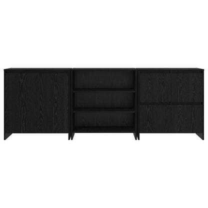 Credenza 3 pcs Rovere Nero 70 x 41 x 75 cm Legno multistrato