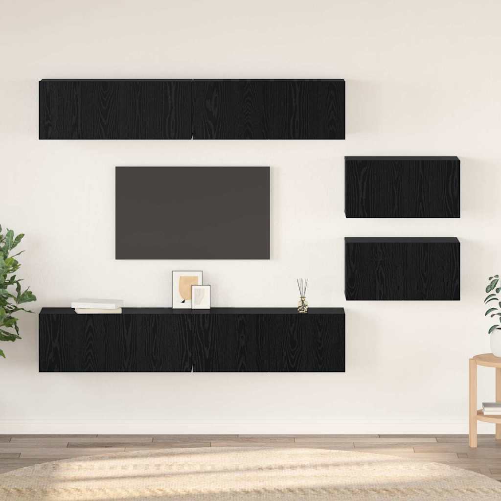 Set mobile TV 6 pcs Rovere Nero Legno multistrato