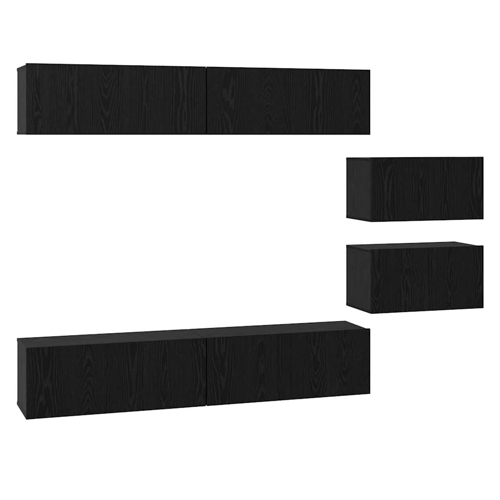 Set mobile TV 6 pcs Rovere Nero Legno multistrato